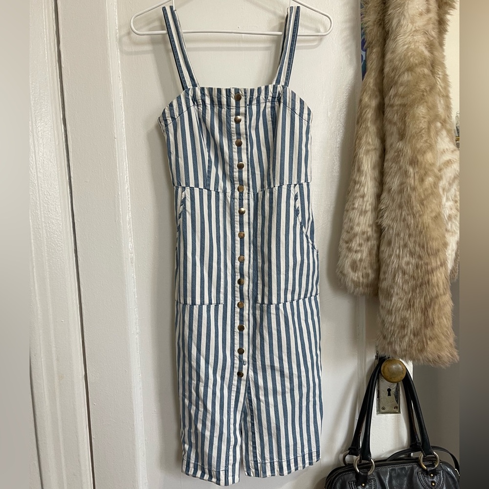 Striped Denim Midi Dress